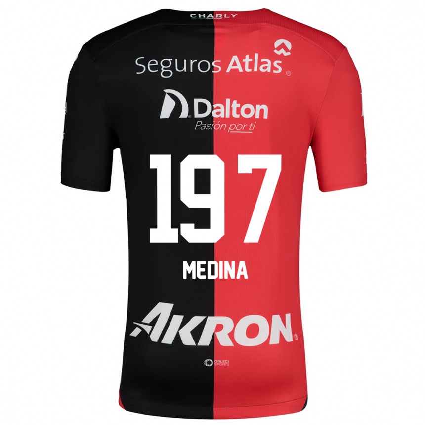 Niño Fútbol Camiseta Héctor Medina #197 Negro Rojo 1ª Equipación 2024/25