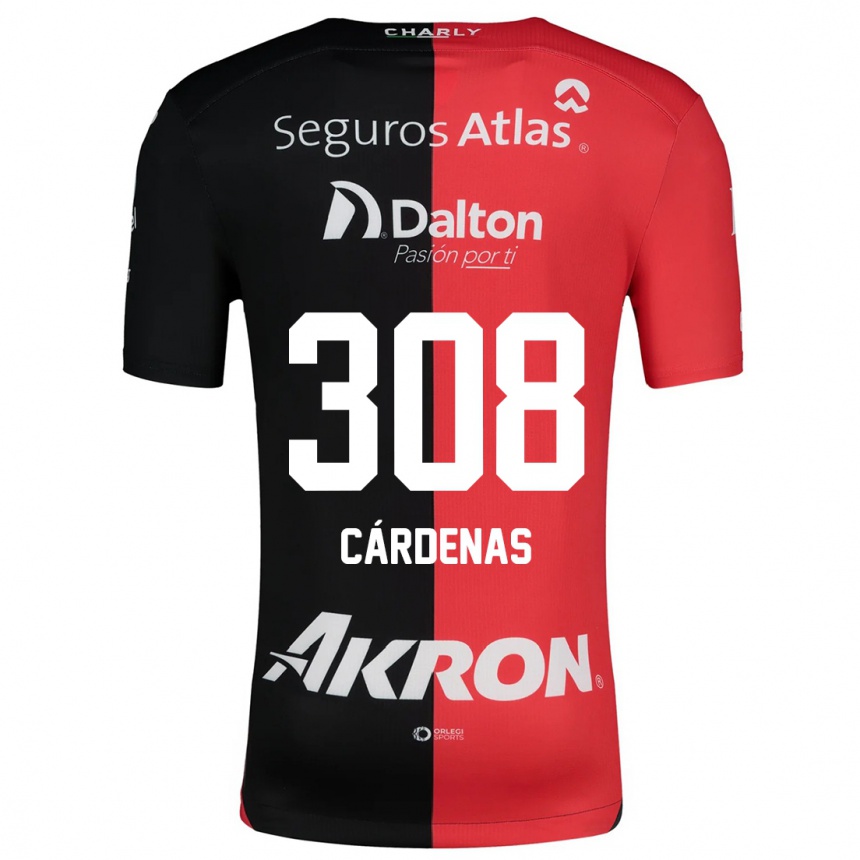 Niño Fútbol Camiseta Rodrigo Cárdenas #308 Negro Rojo 1ª Equipación 2024/25