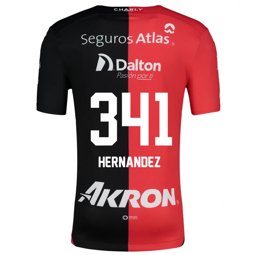 Niño Fútbol Camiseta Leonardo Hernández #341 Negro Rojo 1ª Equipación 2024/25