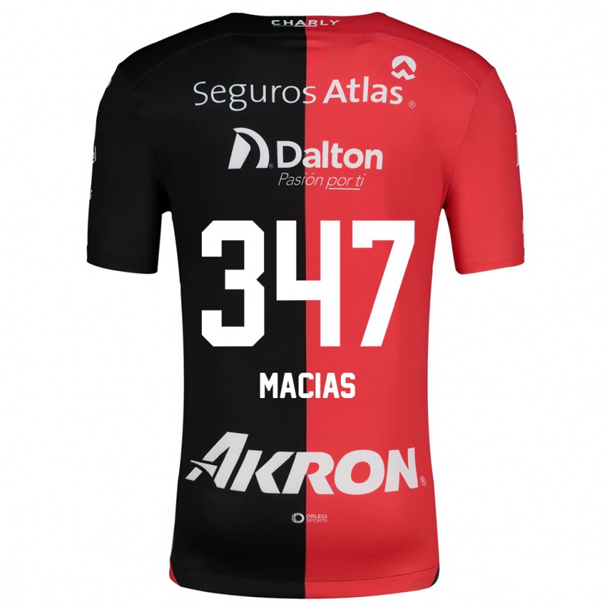 Niño Fútbol Camiseta Ángel Macías #347 Negro Rojo 1ª Equipación 2024/25