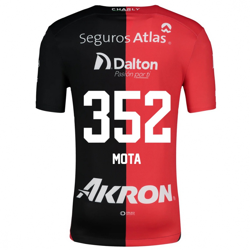 Niño Fútbol Camiseta Noé Mota #352 Negro Rojo 1ª Equipación 2024/25