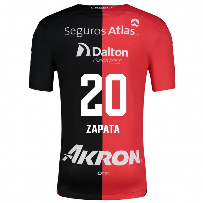 Niño Fútbol Camiseta Juan Zapata #20 Negro Rojo 1ª Equipación 2024/25