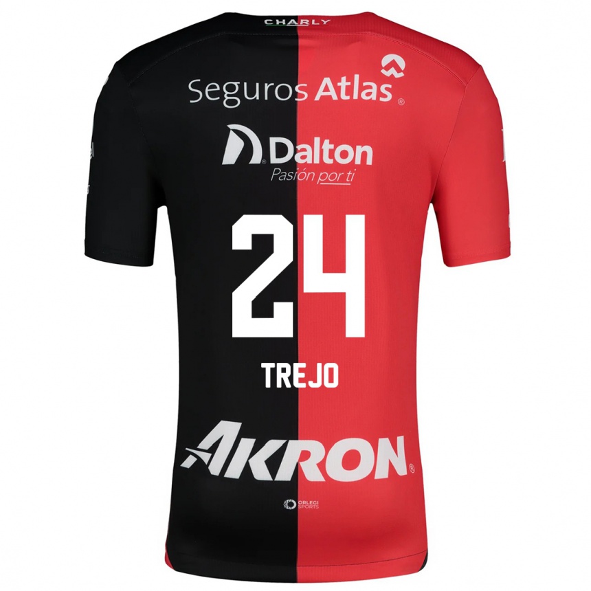 Niño Fútbol Camiseta Christopher Trejo #24 Negro Rojo 1ª Equipación 2024/25