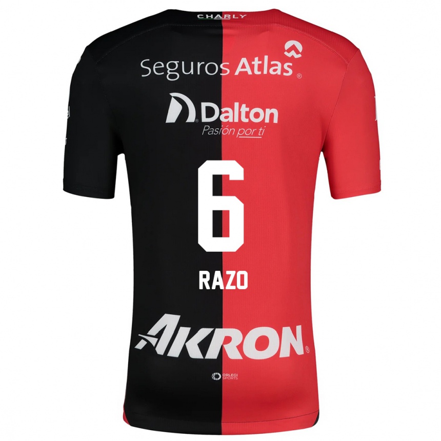 Niño Fútbol Camiseta Valeria Razo #6 Negro Rojo 1ª Equipación 2024/25