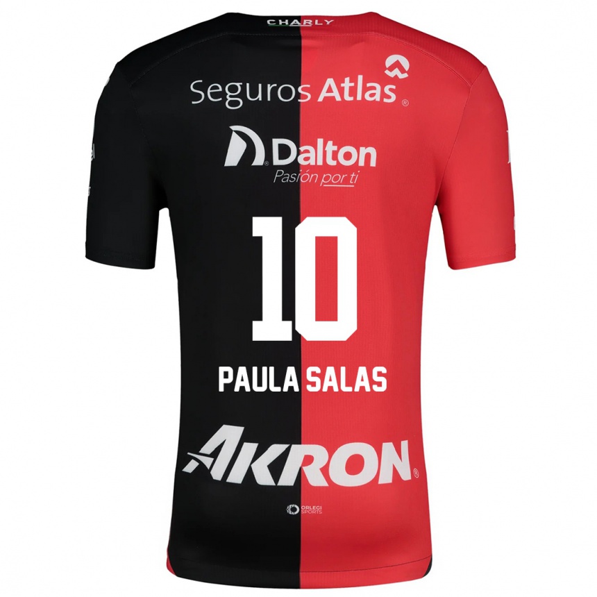 Niño Fútbol Camiseta María Paula Salas #10 Negro Rojo 1ª Equipación 2024/25