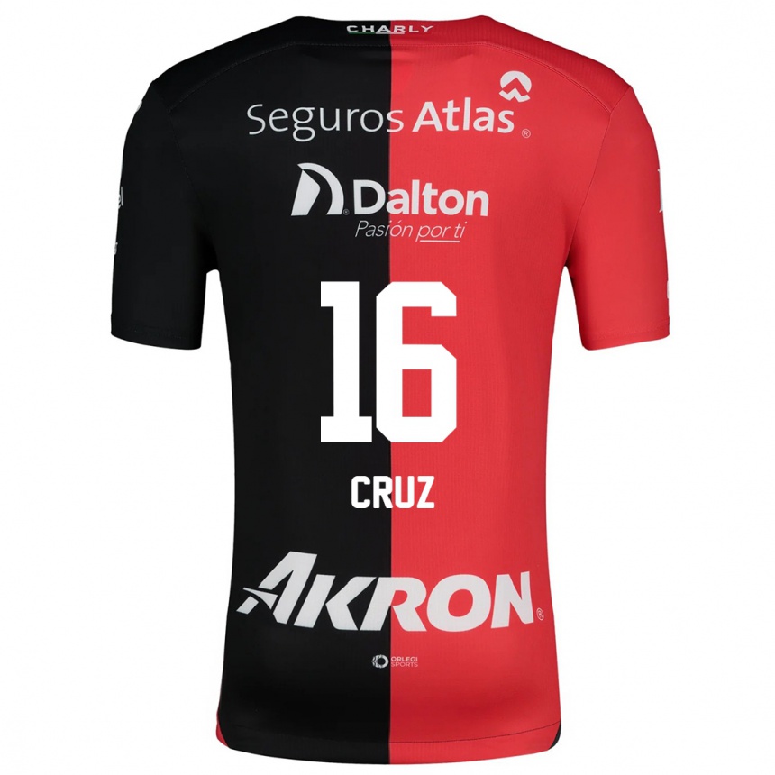 Niño Fútbol Camiseta Daniela Cruz #16 Negro Rojo 1ª Equipación 2024/25