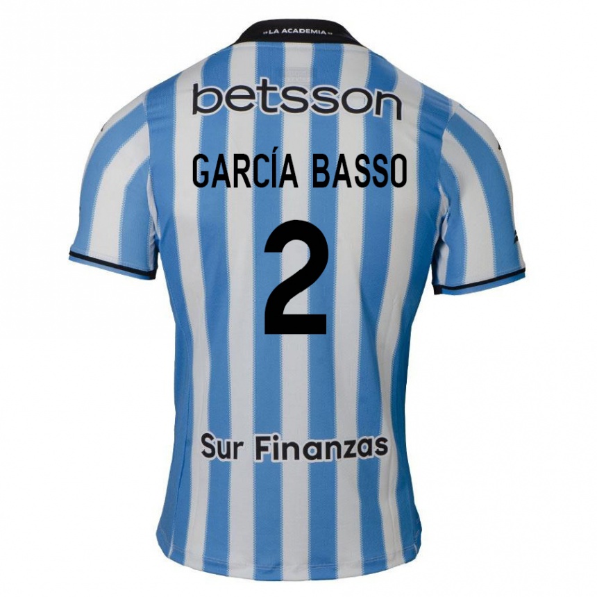 Niño Fútbol Camiseta Agustín García Basso #2 Azul Blanco Negro 1ª Equipación 2024/25