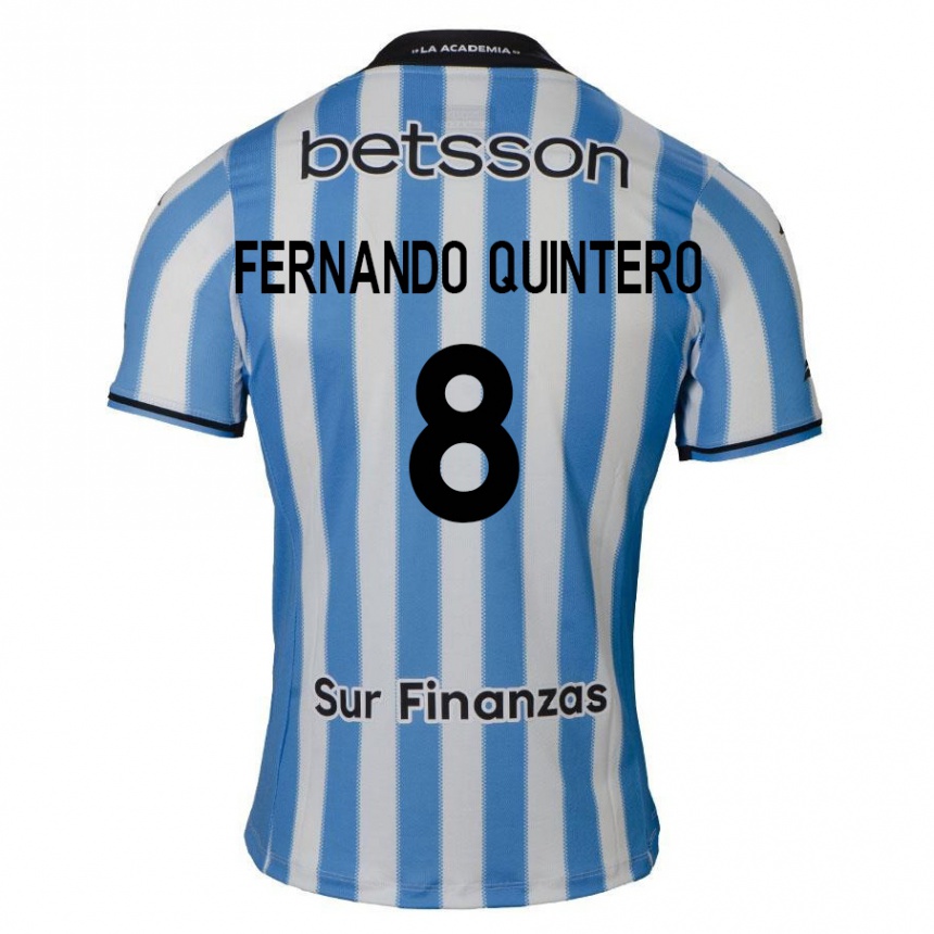 Niño Fútbol Camiseta Juan Fernando Quintero #8 Azul Blanco Negro 1ª Equipación 2024/25