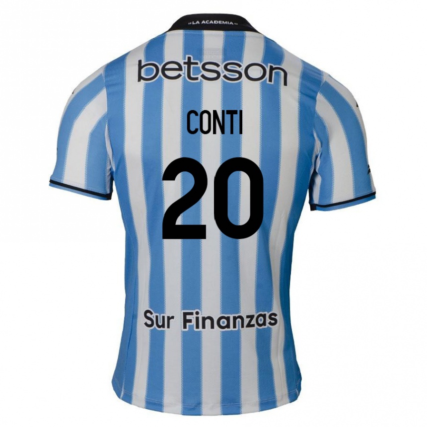 Niño Fútbol Camiseta Germán Conti #20 Azul Blanco Negro 1ª Equipación 2024/25