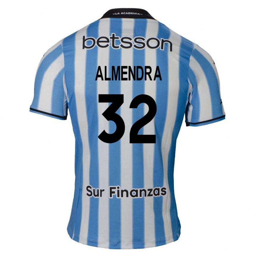 Niño Fútbol Camiseta Agustin Almendra #32 Azul Blanco Negro 1ª Equipación 2024/25