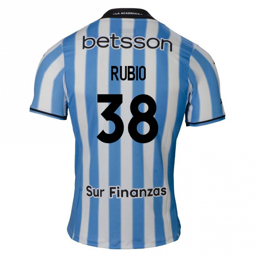 Niño Fútbol Camiseta Tobías Rubio #38 Azul Blanco Negro 1ª Equipación 2024/25