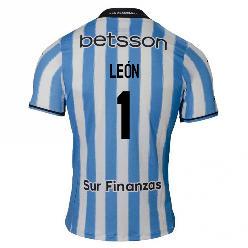 Niño Fútbol Camiseta Roberto León #1 Azul Blanco Negro 1ª Equipación 2024/25