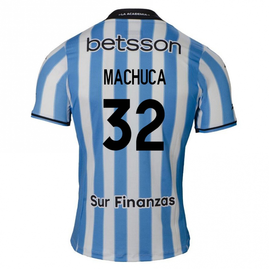 Niño Fútbol Camiseta Elías Machuca #32 Azul Blanco Negro 1ª Equipación 2024/25