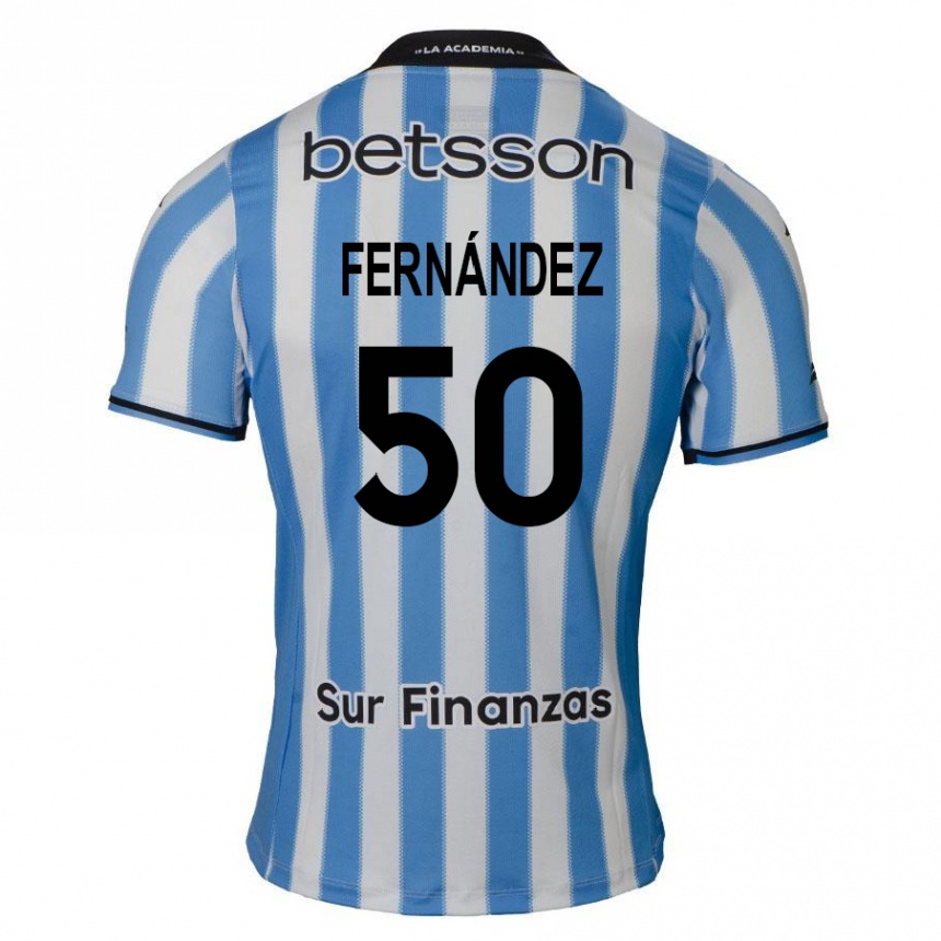 Niño Fútbol Camiseta Román Fernández #50 Azul Blanco Negro 1ª Equipación 2024/25