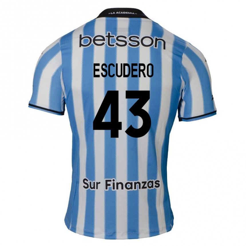 Niño Fútbol Camiseta Gonzalo Escudero #43 Azul Blanco Negro 1ª Equipación 2024/25