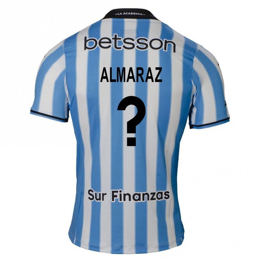 Niño Fútbol Camiseta Alex Almaraz #0 Azul Blanco Negro 1ª Equipación 2024/25