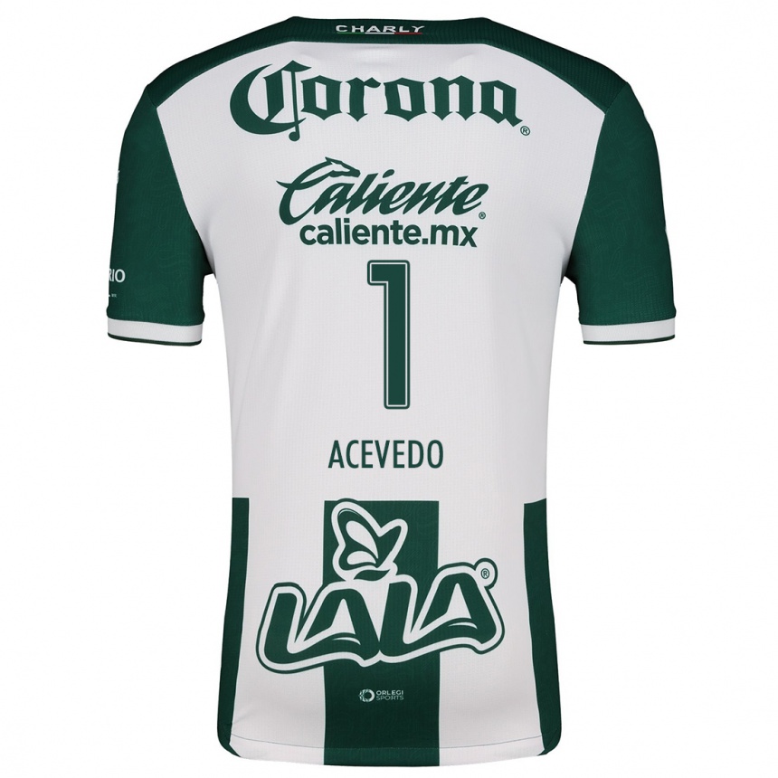 Niño Fútbol Camiseta Carlos Acevedo #1 Verde Blanco 1ª Equipación 2024/25