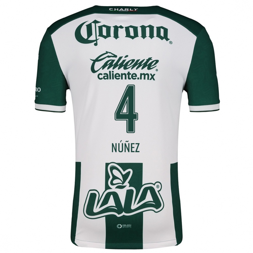 Niño Fútbol Camiseta Santiago Núñez #4 Verde Blanco 1ª Equipación 2024/25