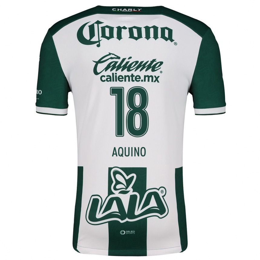 Niño Fútbol Camiseta Pedro Aquino #18 Verde Blanco 1ª Equipación 2024/25