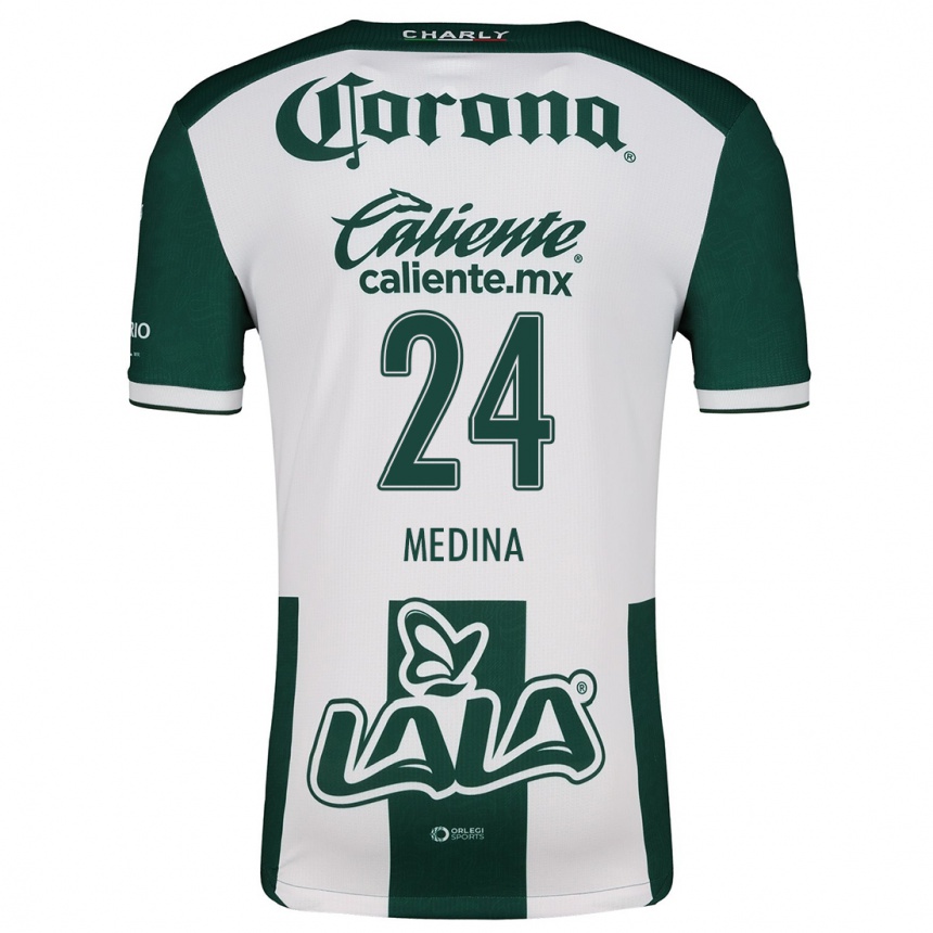 Niño Fútbol Camiseta Diego Medina #24 Verde Blanco 1ª Equipación 2024/25