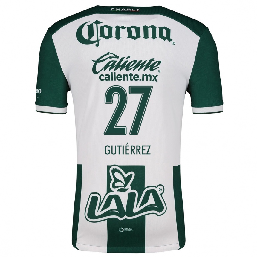 Niño Fútbol Camiseta Luis Gutiérrez #27 Verde Blanco 1ª Equipación 2024/25