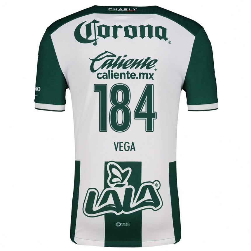 Niño Fútbol Camiseta Luis Vega #184 Verde Blanco 1ª Equipación 2024/25