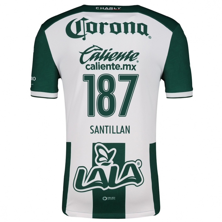 Niño Fútbol Camiseta Emilio Santillán #187 Verde Blanco 1ª Equipación 2024/25