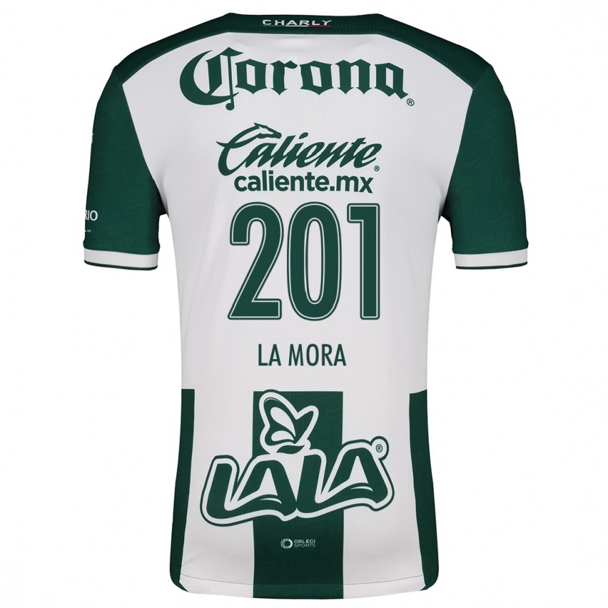 Niño Fútbol Camiseta Luis De La Mora #201 Verde Blanco 1ª Equipación 2024/25