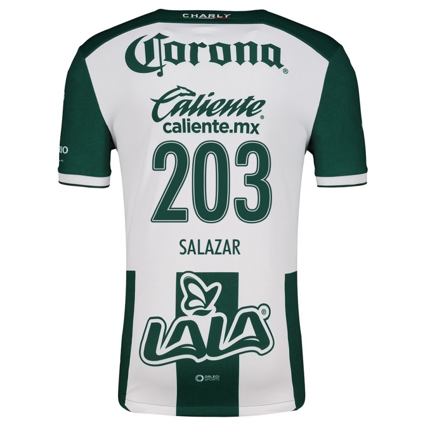 Niño Fútbol Camiseta Roberto Salazar #203 Verde Blanco 1ª Equipación 2024/25