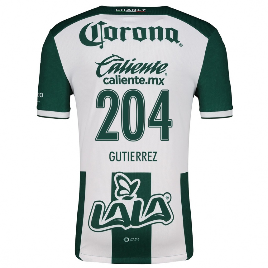 Niño Fútbol Camiseta Gabriel Gutiérrez #204 Verde Blanco 1ª Equipación 2024/25