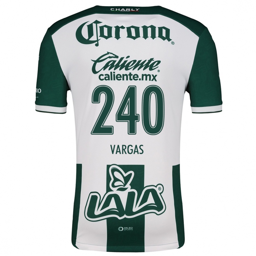 Niño Fútbol Camiseta Diego Vargas #240 Verde Blanco 1ª Equipación 2024/25