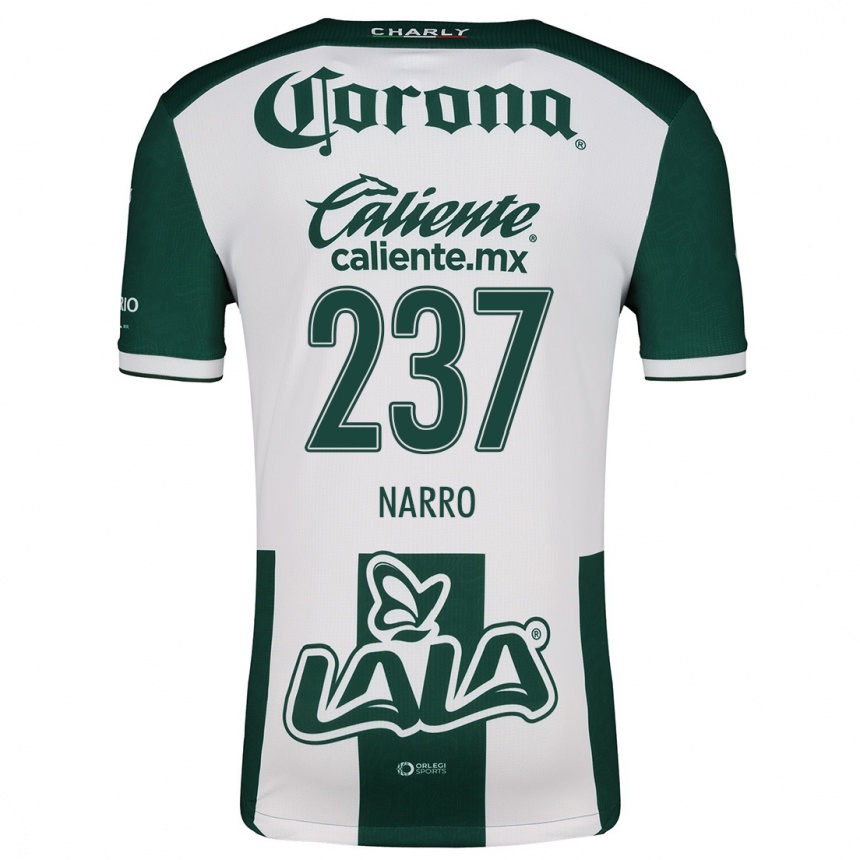 Niño Fútbol Camiseta Ernesto Narro #237 Verde Blanco 1ª Equipación 2024/25