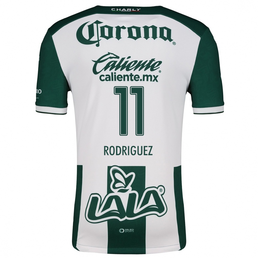 Niño Fútbol Camiseta Cynthia Rodríguez #11 Verde Blanco 1ª Equipación 2024/25