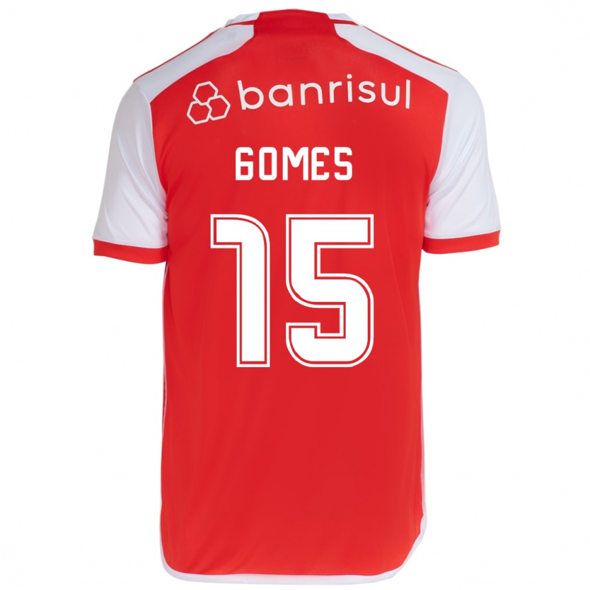 Niño Fútbol Camiseta Bruno Gomes #15 Rojo Blanco 1ª Equipación 2024/25