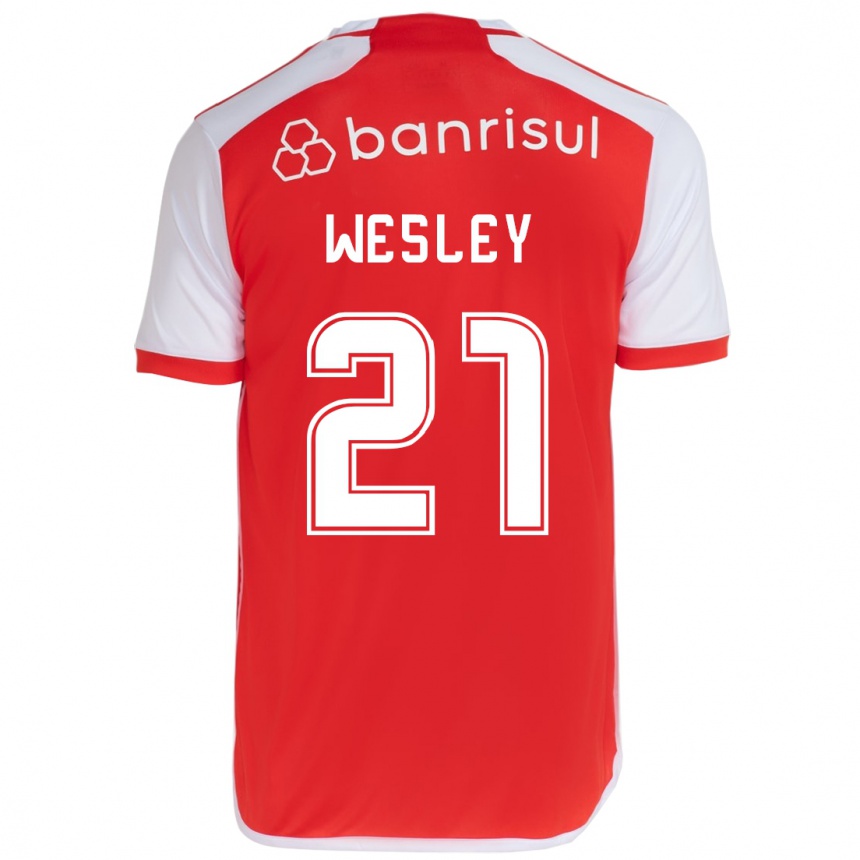 Niño Fútbol Camiseta Wesley #21 Rojo Blanco 1ª Equipación 2024/25