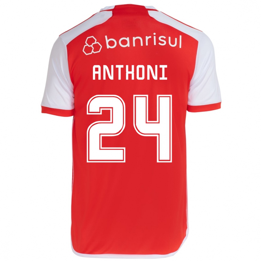 Niño Fútbol Camiseta Anthoni #24 Rojo Blanco 1ª Equipación 2024/25