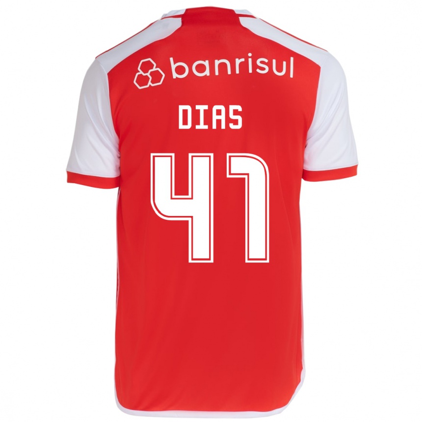 Niño Fútbol Camiseta Matheus Dias #41 Rojo Blanco 1ª Equipación 2024/25