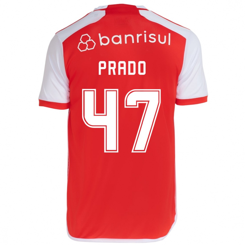 Niño Fútbol Camiseta Gustavo Prado #47 Rojo Blanco 1ª Equipación 2024/25