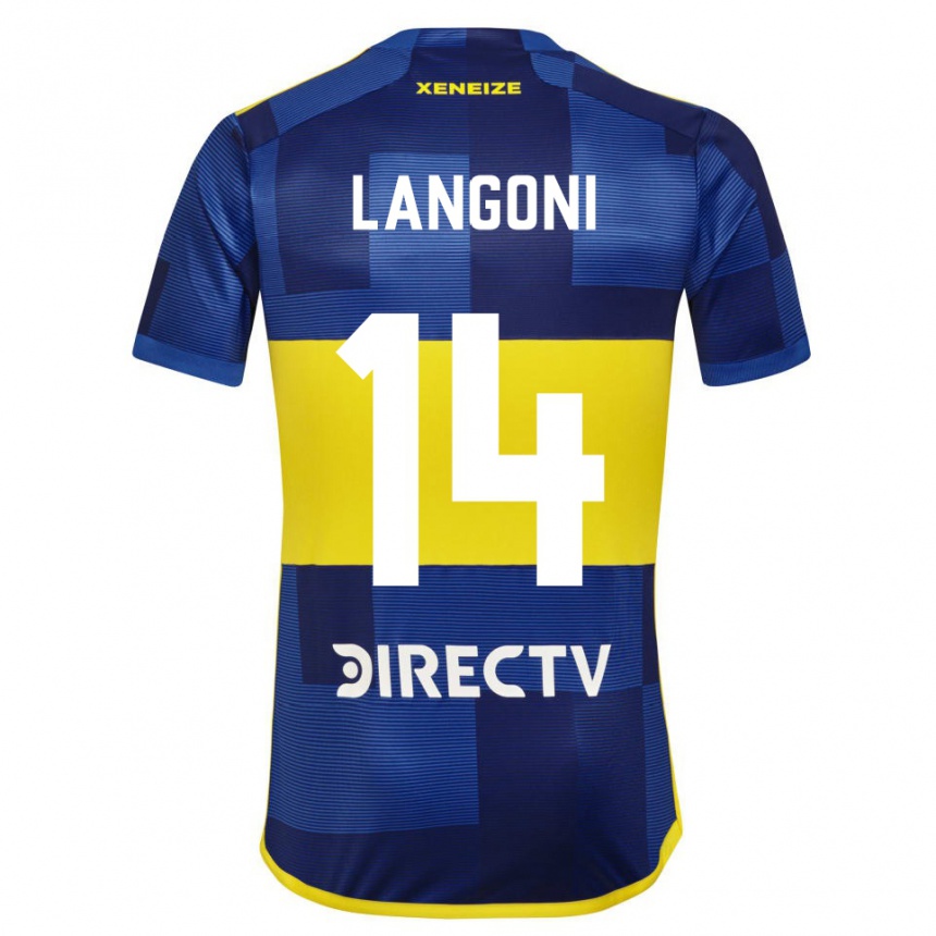 Niño Fútbol Camiseta Luca Langoni #14 Azul Amarillo 1ª Equipación 2024/25