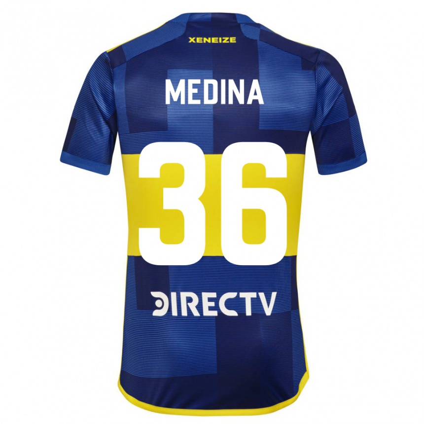 Niño Fútbol Camiseta Cristian Medina #36 Azul Amarillo 1ª Equipación 2024/25