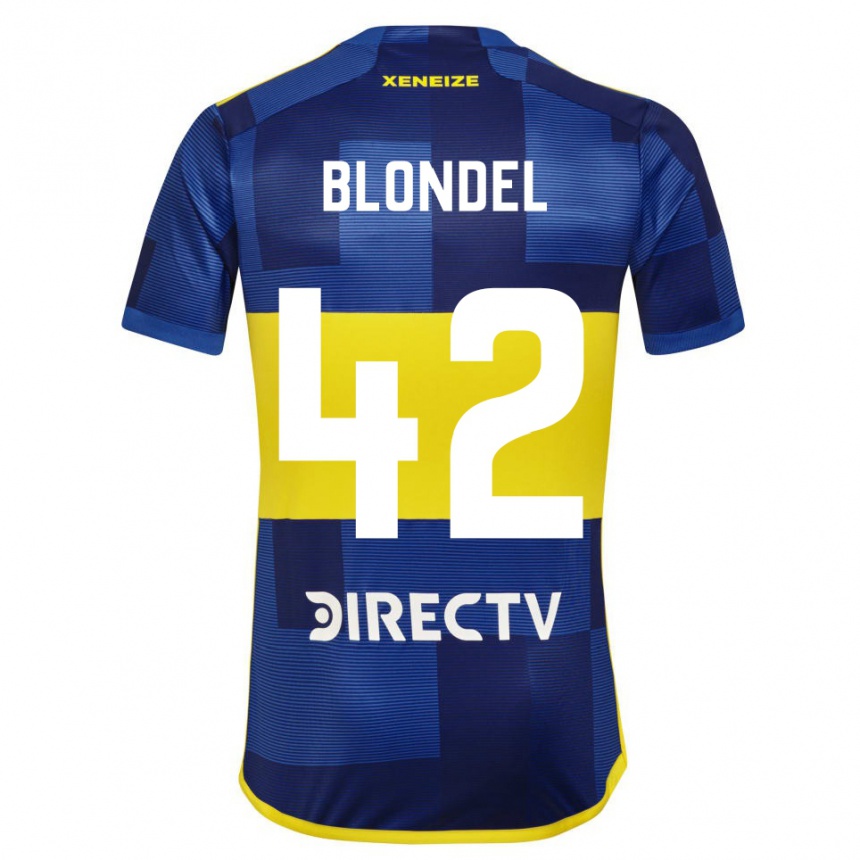 Niño Fútbol Camiseta Lucas Blondel #42 Azul Amarillo 1ª Equipación 2024/25