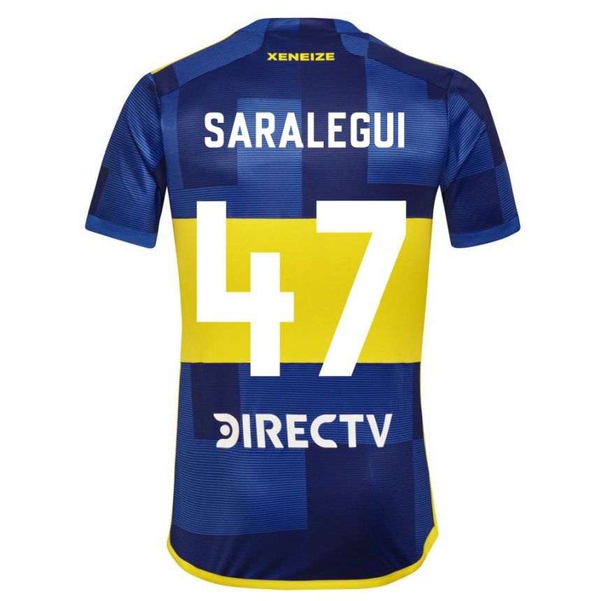 Niño Fútbol Camiseta Jabes Saralegui #47 Azul Amarillo 1ª Equipación 2024/25