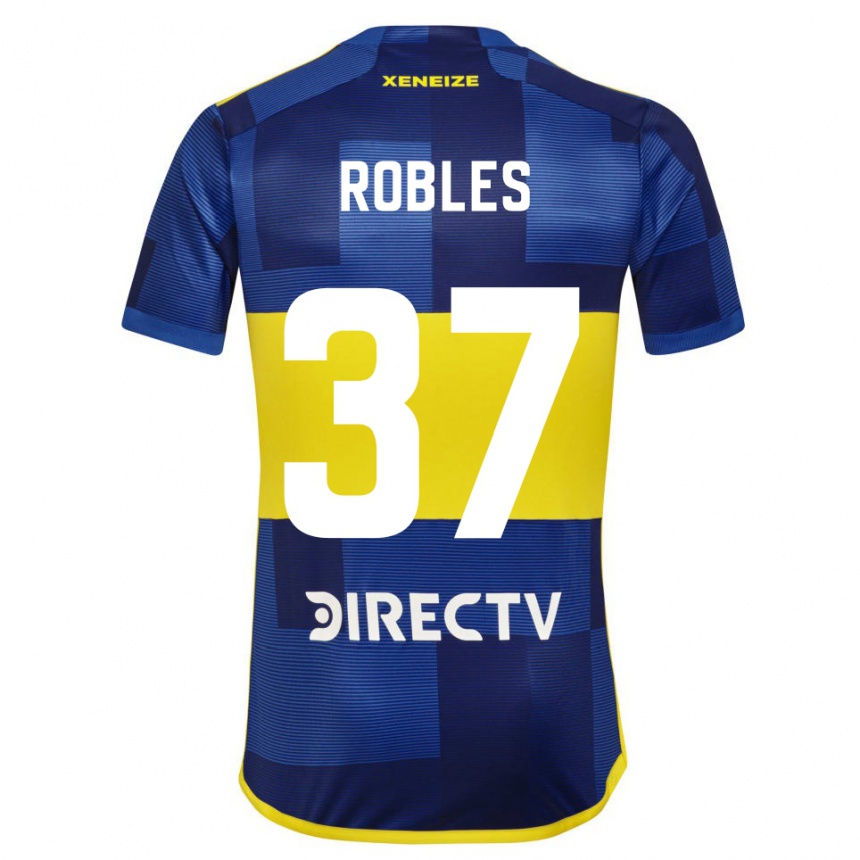 Niño Fútbol Camiseta Sebastian Diaz Robles #37 Azul Amarillo 1ª Equipación 2024/25