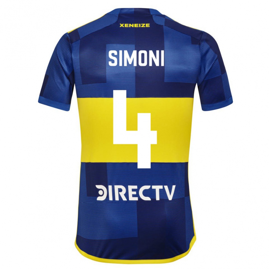 Niño Fútbol Camiseta Tiago Simoni #4 Azul Amarillo 1ª Equipación 2024/25