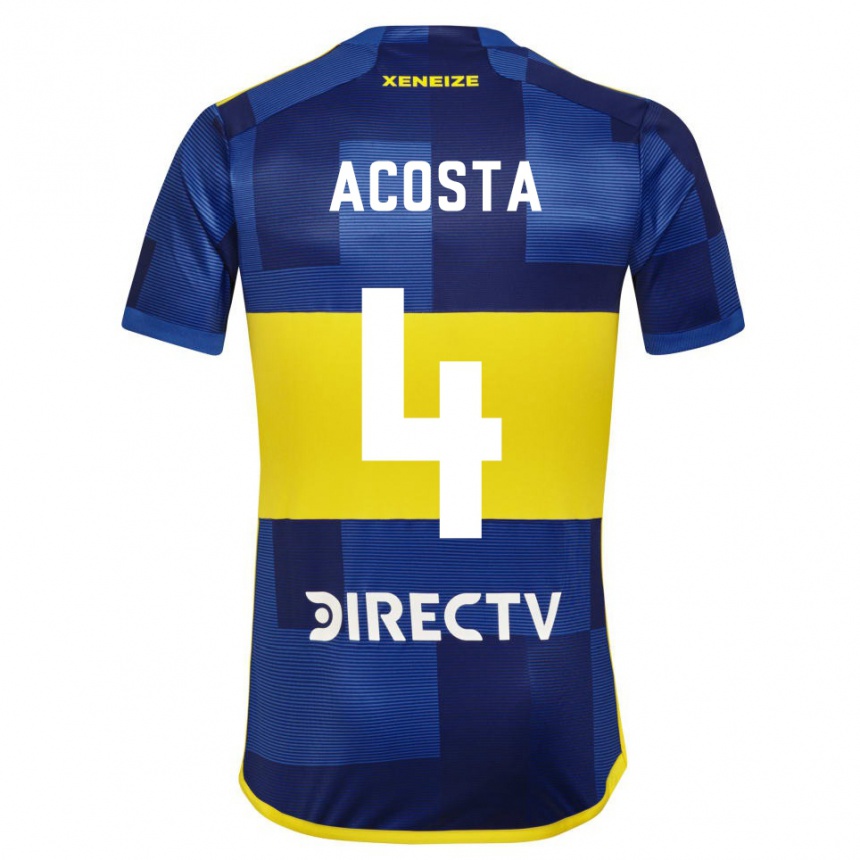 Niño Fútbol Camiseta Natan Acosta #4 Azul Amarillo 1ª Equipación 2024/25