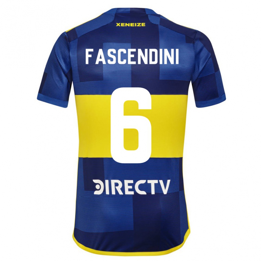 Niño Fútbol Camiseta Valentin Fascendini #6 Azul Amarillo 1ª Equipación 2024/25