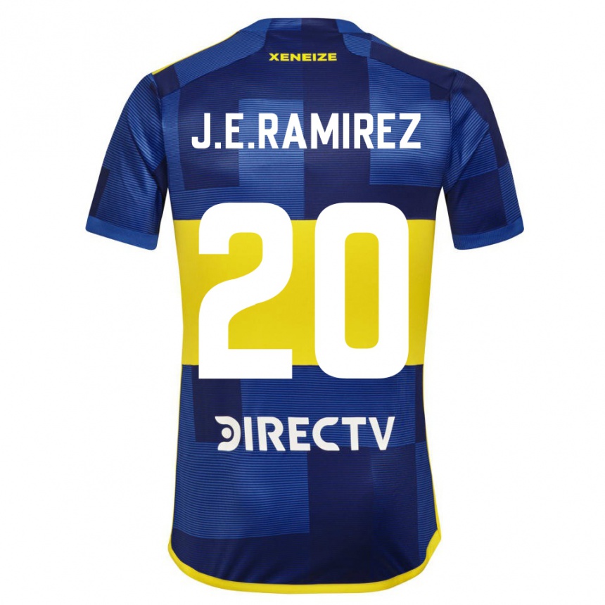 Niño Fútbol Camiseta Juan Edgardo Ramirez #20 Azul Amarillo 1ª Equipación 2024/25