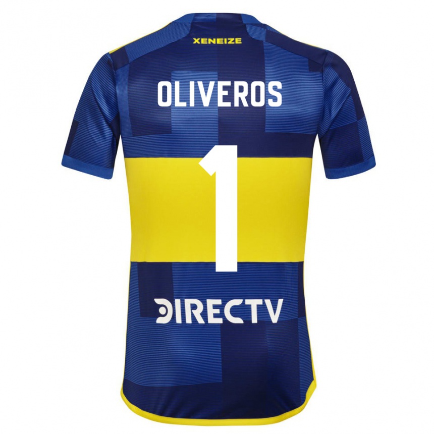 Niño Fútbol Camiseta Laurina Oliveros #1 Azul Amarillo 1ª Equipación 2024/25