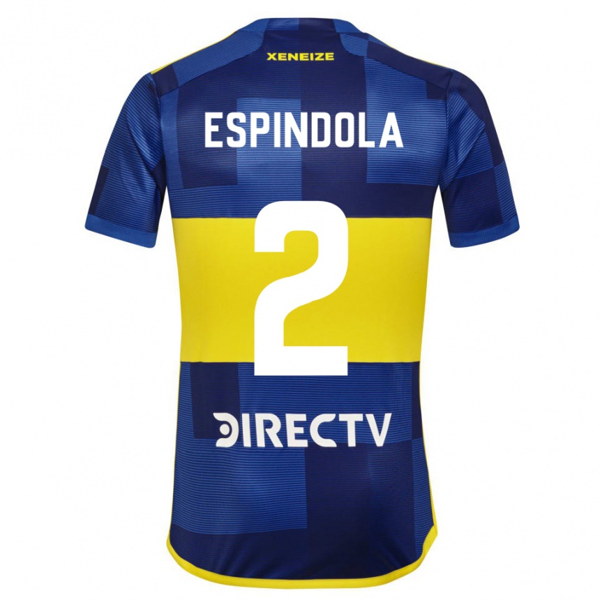 Niño Fútbol Camiseta Noelia Espindola #2 Azul Amarillo 1ª Equipación 2024/25