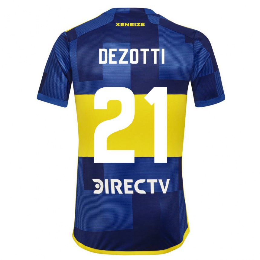 Niño Fútbol Camiseta Martina Dezotti #21 Azul Amarillo 1ª Equipación 2024/25